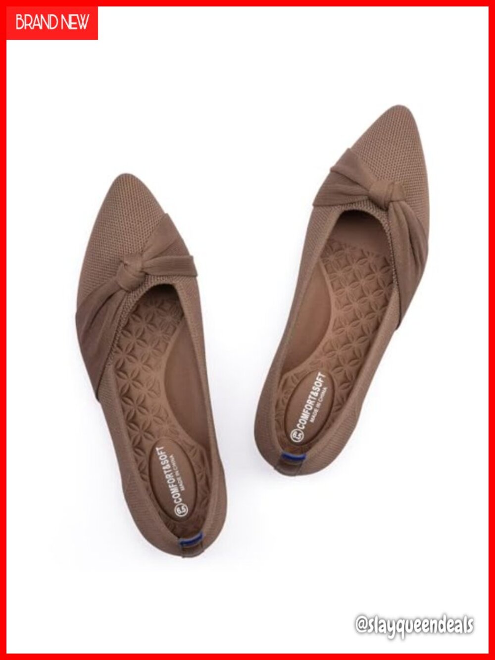 Pointed Toe Knit Flats Slip-On Comfort Dress Shoes